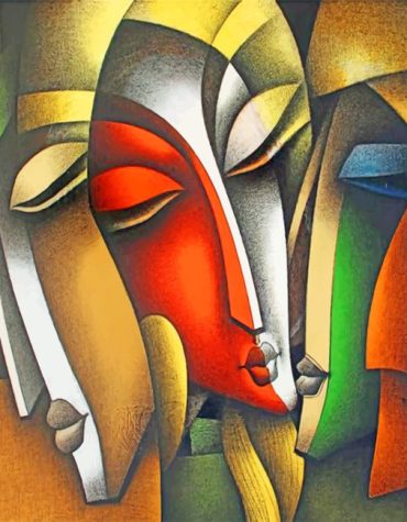 Colorful Abstract Faces Paint By Numbers