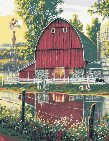 Countryside Barn Landscape Paint By Numbers