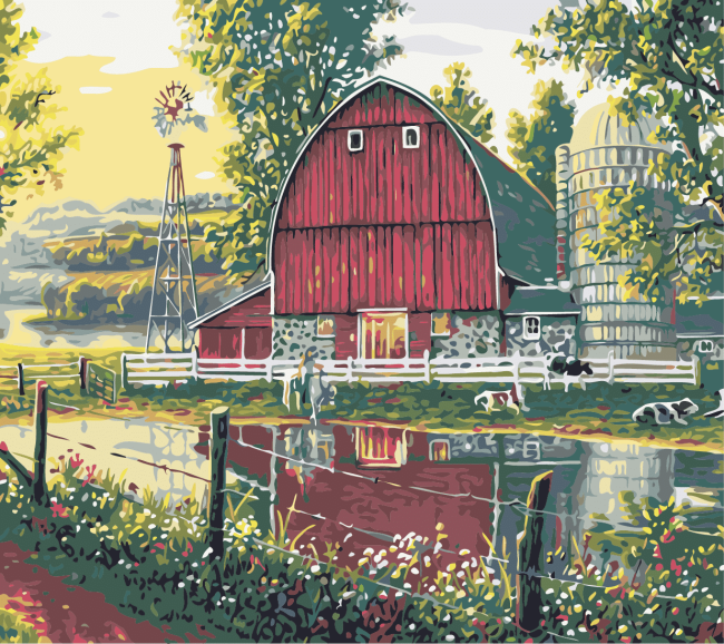 Countryside Barn Landscape Paint By Numbers