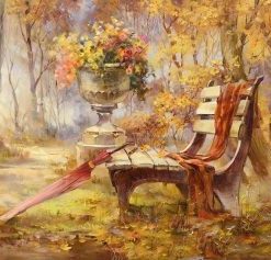 Autumn Park Bench Painting Paint By Numbers