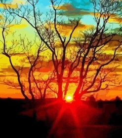 Orange Sky Sunset Landscape Paint By Numbers