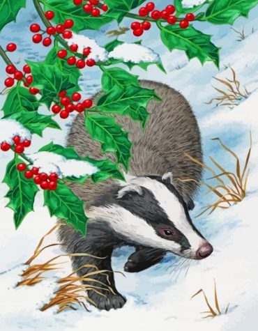 Breathtaking Badger Snow Scene Paint By Numbers
