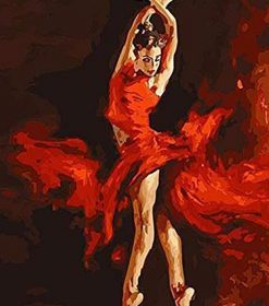 Ballerina in Red Dress Paint By Numbers