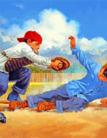 Baseball Boys Action Paint By Numbers