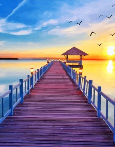 Beach Pier Sunset Paint By Numbers