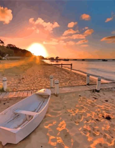 Seascape Sunrise By The Ocean Paint By Numbers