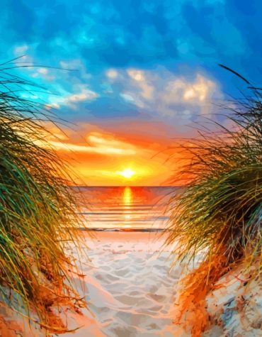 Orange Sky Beach Paint By Numbers