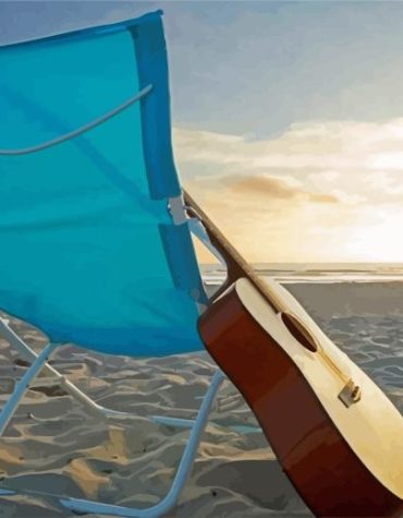 Seascape Guitar Silhouette Paint By Numbers