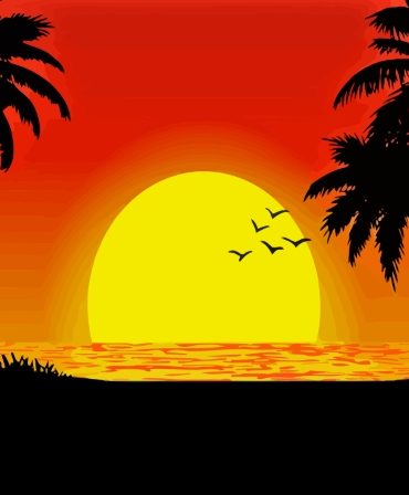 Beach Sunset Silhouette Paint By Numbers