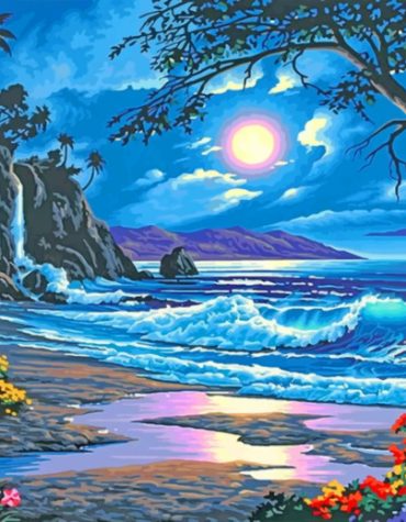 Seaside Night Waves Paint By Numbers