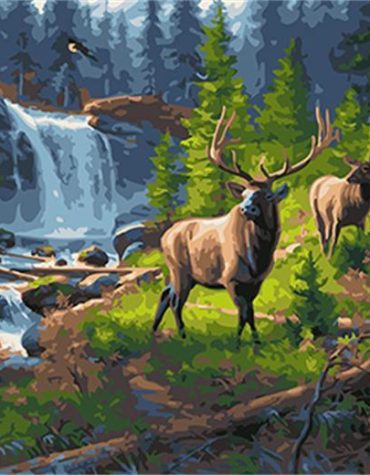Forest Deer Scene Paint By Numbers