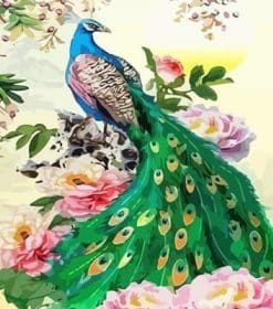 Green Peacock Bird Paint By Numbers
