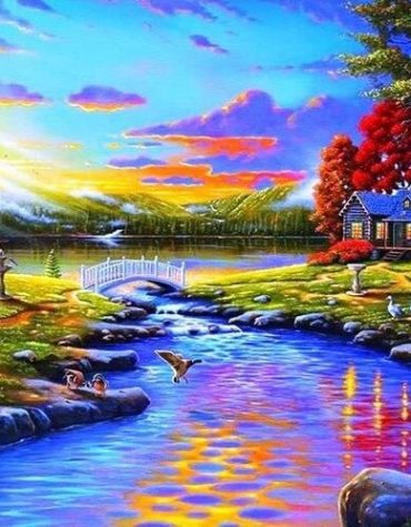 Golden Sunset Landscape Paint By Numbers