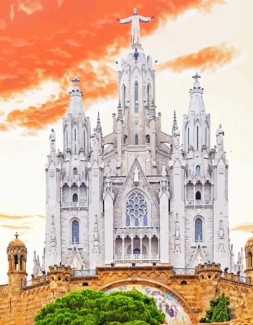 Golden Sunset at Mount Tibidabo Paint By Numbers