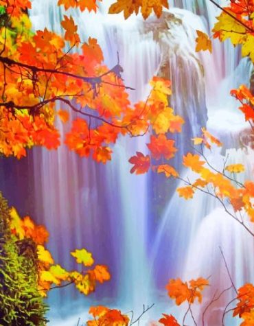 Autumn Waterfall Scene Paint By Numbers