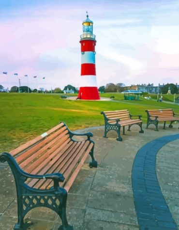 Benches Near Smeatons Tower Paint By Numbers
