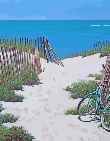 Bike on Sandy Beach Paint By Numbers