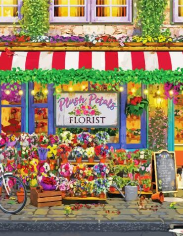 Bike at the Flower Shop Paint By Numbers