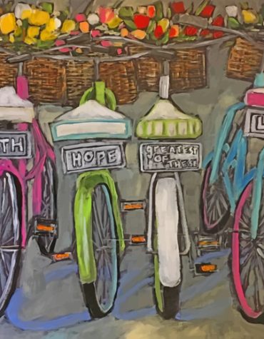 Bikes With Tulip Basket Paint By Numbers