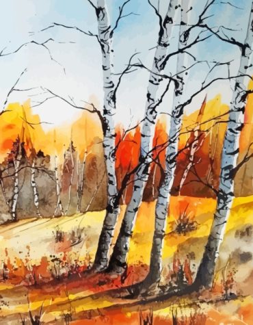 Breathtaking Birch Forest Paint By Numbers