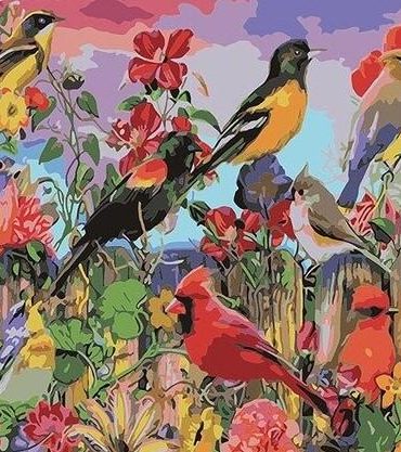 Garden Birds and Flowers Paint By Numbers