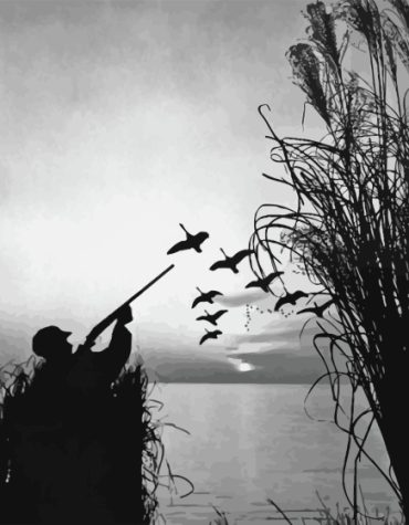 Duck Hunter Silhouette Paint By Numbers