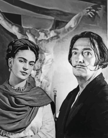 Frida Kahlo and Dali Black White Paint By Numbers