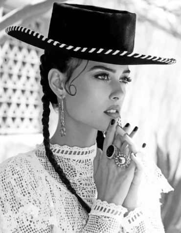 Vintage Black and White Mexican Girl Paint By Numbers