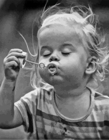 Little Girl Blowing Bubbles Paint By Numbers