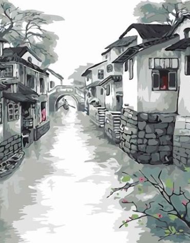 Monochrome Street Scene Paint By Numbers