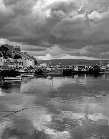 Black and White Tobermory Landscape Paint By Numbers