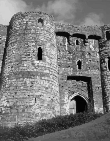 Kidwelly Castle Monochrome Paint By Numbers