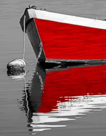 Red Boat Sea Scene Paint By Numbers