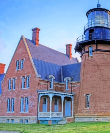 Block Island Lighthouse Scenic Paint By Numbers