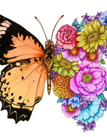 Blooming Butterfly Floral Paint By Numbers