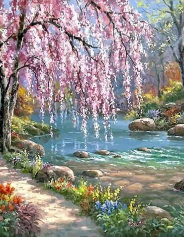 Blossom River Landscape Paint By Numbers