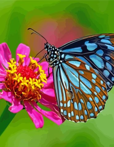 Blue Butterfly in Nature Paint By Numbers