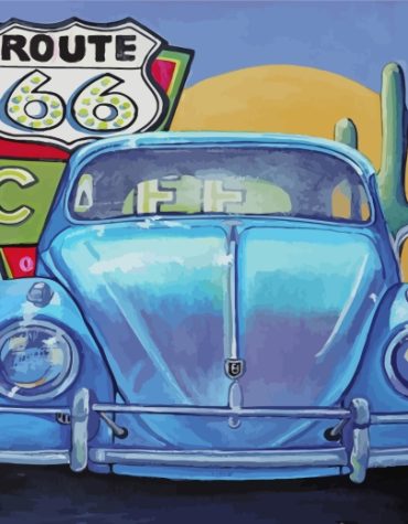 Blue Car Journey Route 66 Paint By Numbers