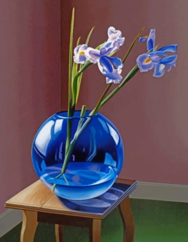 Blue Glass Flower Vase Paint By Numbers