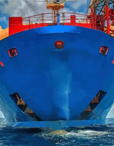 Ocean Blue Vessel Prow Paint By Numbers