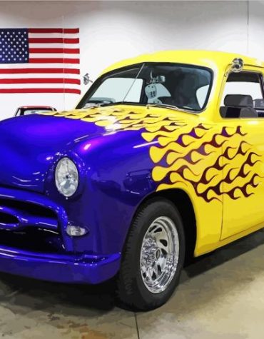 Blue Yellow Ford Coupe Paint By Numbers