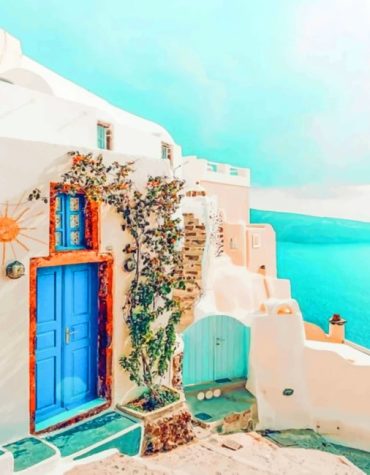 Greek Blue And White House Paint By Numbers