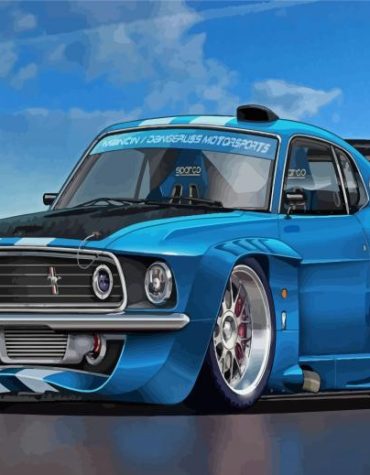 Blue Ford Mustang Classic Cars Paint By Numbers
