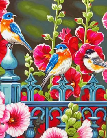 Bluebird Peony Paint By Numbers