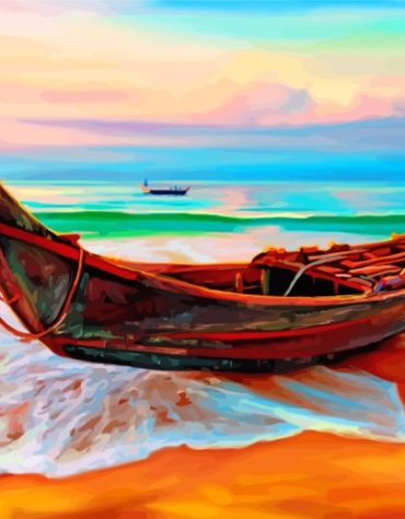 Seaside Wooden Boat Paint By Numbers