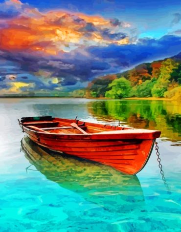 Wooden Boat by Lake Paint By Numbers