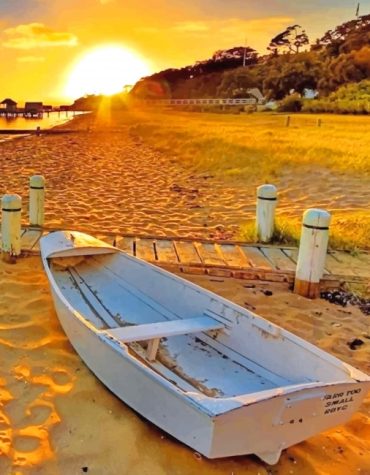 Sunset Seascape Boat Paint By Numbers