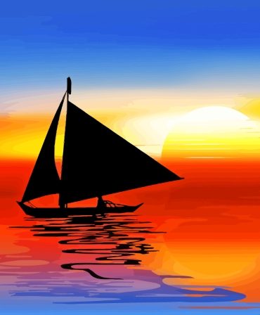 Sunset Boat Silhouette Paint By Numbers