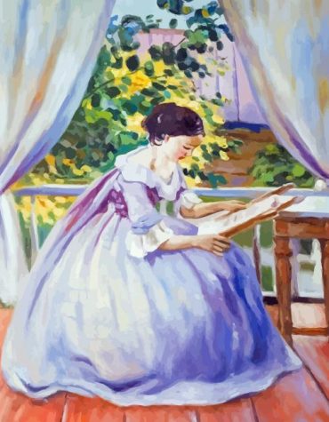 Borisov Musatov Lady Embroidering Paint By Numbers