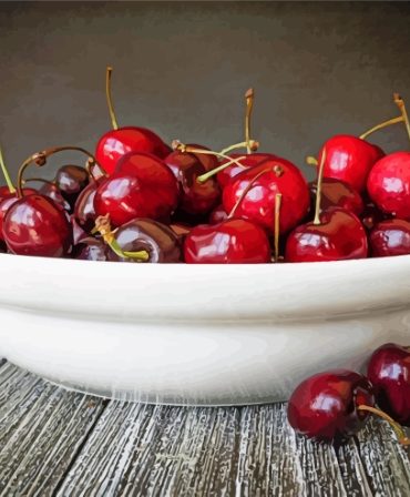 Bowl of Fresh Cherries Paint By Numbers